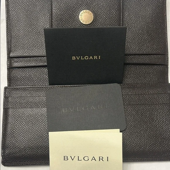 Bvlgari Long Trifold Brown Wallet with Gold Accent EUC - Picture 3 of 15